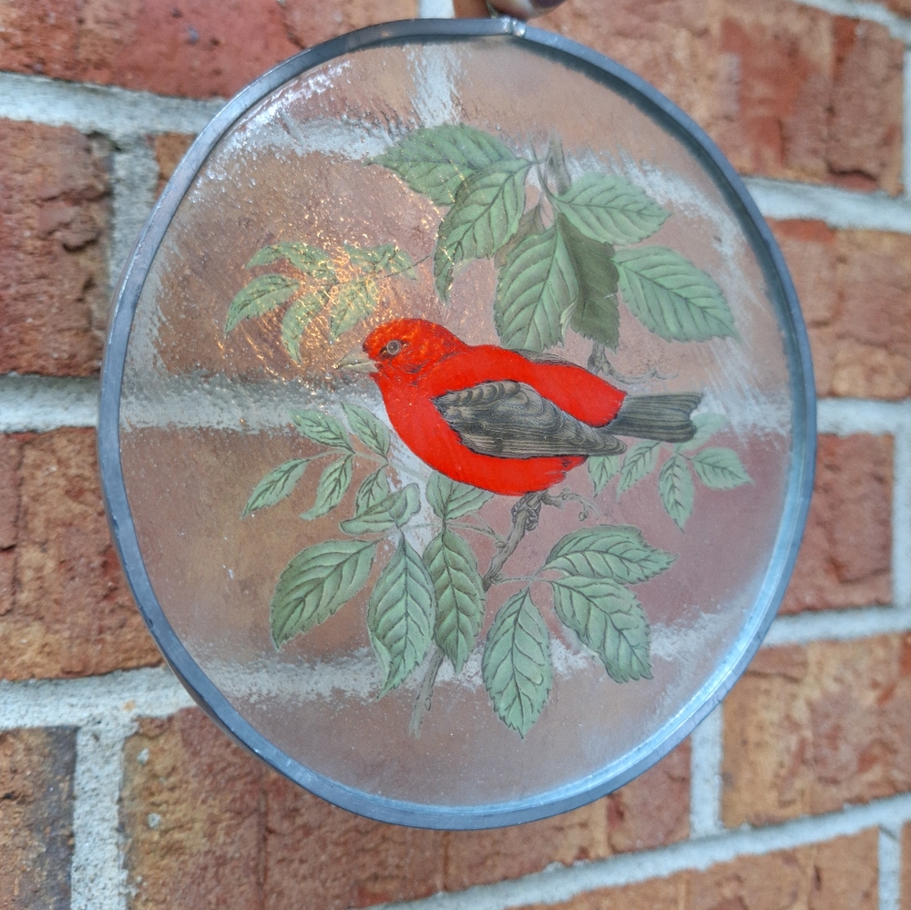 Red Bird Suncatcher Stocking Stuffers Bird Lover Gifts Glass Metal Wall Decor - Picture 3 of 16